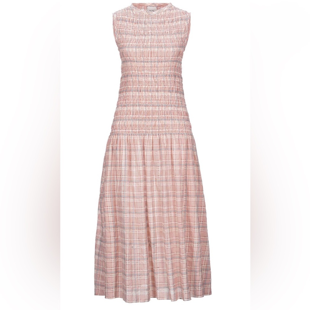 Alysi Crème Made in Italy smocked midi dress